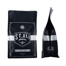 Biodegradable Zipper Matte Black Coffee Tea Ziplock Stand up Flat Bottom Side Gusset Packaging Bag